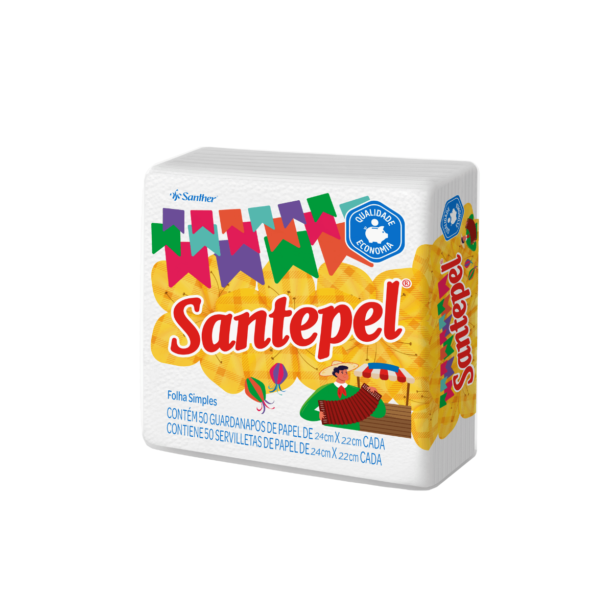 Guardanapo Pequeno Folha Simples GST23 24x22 com 50 Unidades Santepel